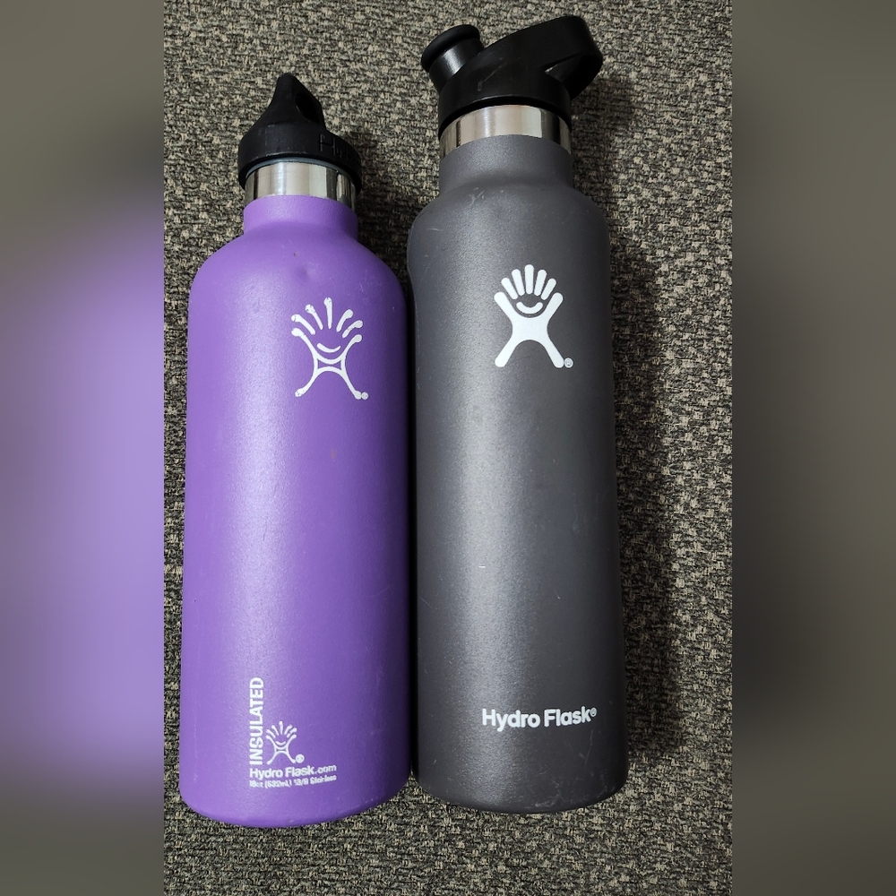 Hydro Flask Gray and Purple Water Bottles